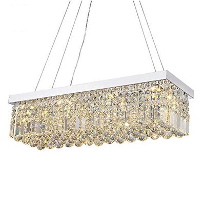K9 Crystal Chandelier Compatible with Dining Room Rectangle Modern Crystal Chandelier Atmosphere Upscale (Color : L50xw20xh25cm, Size : Cold White)