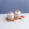 NIUBB Seasoning jar Ceramic Spice Jar with Handle Cover Spoon Set Home Spice Container Kitchen Spice Bottle (Color : A, Size view 1