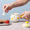 NIUBB Seasoning jar Ceramic Spice Jar with Handle Cover Spoon Set Home Spice Container Kitchen Spice Bottle (Color : A, Size view 3