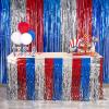LOLStar 4th of July Decorations, 2 Pack Red White and Blue Wavy Tinsel Foil Fringe Table Skirt for Rectangle and Round Tables, Perfect Table Decorations for Memorial Day, Labor Day, Veterans Day view 2