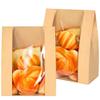ZENFUN 100 Pack Paper Bread Bags with Stickers, Paper Bakery Bags with Clear Window, Kraft Food Packaging Storage Bakery Bag Packaging for Bread, Cookies, Donuts, 8.3 x 4 x 12.6 Inches view 1