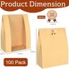 ZENFUN 100 Pack Paper Bread Bags with Stickers, Paper Bakery Bags with Clear Window, Kraft Food Packaging Storage Bakery Bag Packaging for Bread, Cookies, Donuts, 8.3 x 4 x 12.6 Inches view 2