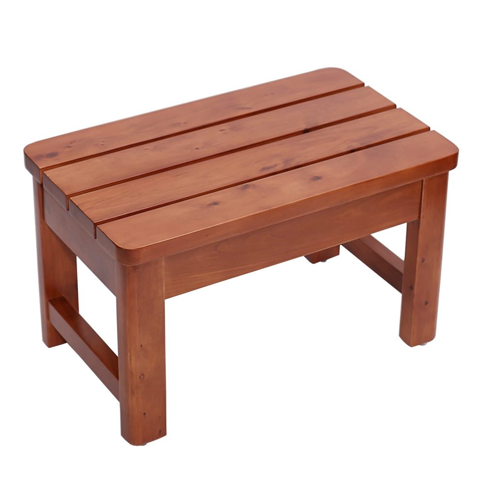 DMCHENGMA Spa Bench Wood Seat Stool Foot Rest Storage Shelf Shower Stool, Bath Bench Wooden, Bath Stool Storage Shelf for Elderly Adults, Stable Anti Slip Wooden Bath Stools (Size : 50x30x40cm)