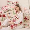Jarson Christmas Quilt Set King Size 3-Piece Xmas Bedspread Reversible Coverlet Snowman Deer Pattern for New Year Bed Decor, Lightweight Bed Cover(1 Quilt + 2 Pillow Shams, Beige Green) view 3