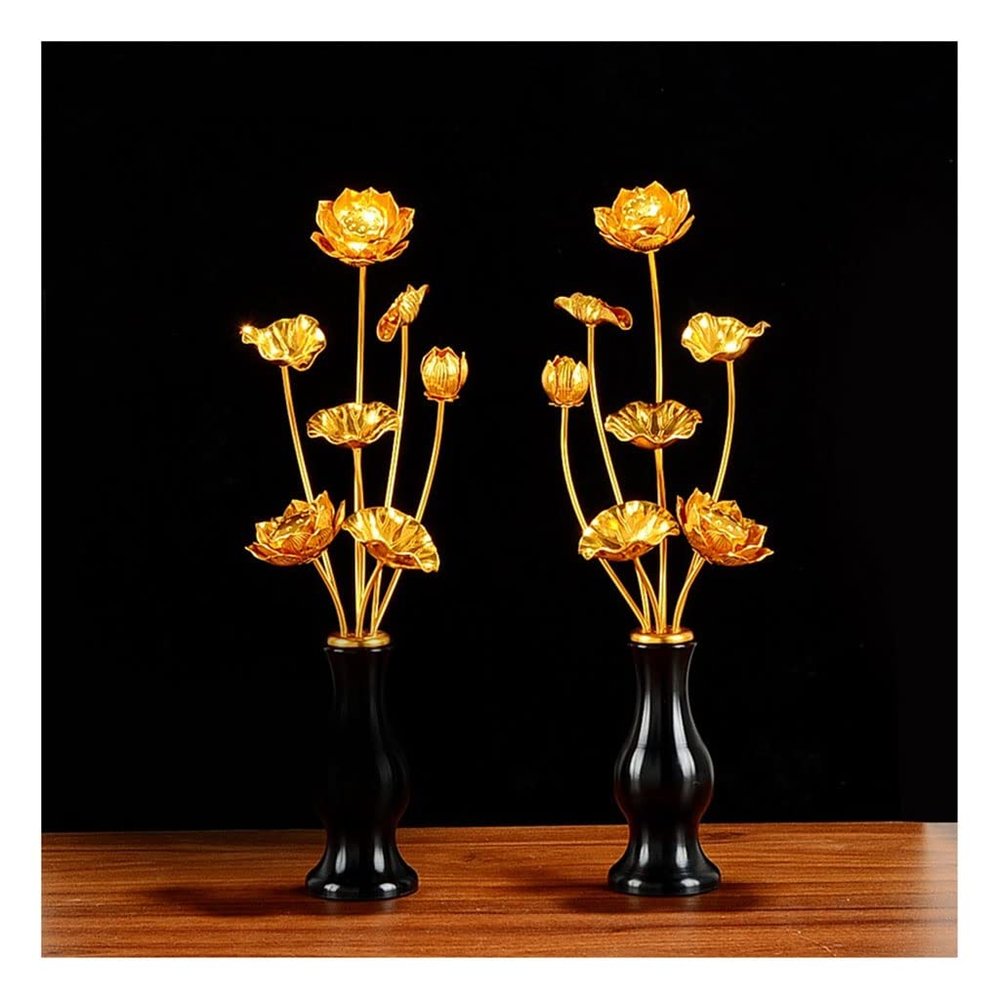 Flower Offering in Front of Buddha, Avalokitesvara Imitation Lotus Offering Bottle, Buddhist Zen Ornament for Home Buddha Hall, 1 Pair (Color : #4)
