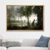 wall26 - Framed Canvas Orpheus Leading Eurydice from The Underworld by Jean-Baptiste-Camille Corot - Canvas Print Wall Art Famous Painting Reproduction - 16"x24" Natural view 2