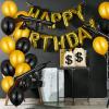 Shappy 32 Pcs Inflatable Gun Props Canvas Money Bag Pouch Set Black and Gold Balloons 1920s Party Decorations with Drawstring Closure Guns Favors 20s Cosplay Theme Birthday Accessories view 2