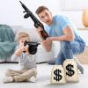 Shappy 32 Pcs Inflatable Gun Props Canvas Money Bag Pouch Set Black and Gold Balloons 1920s Party Decorations with Drawstring Closure Guns Favors 20s Cosplay Theme Birthday Accessories view 4