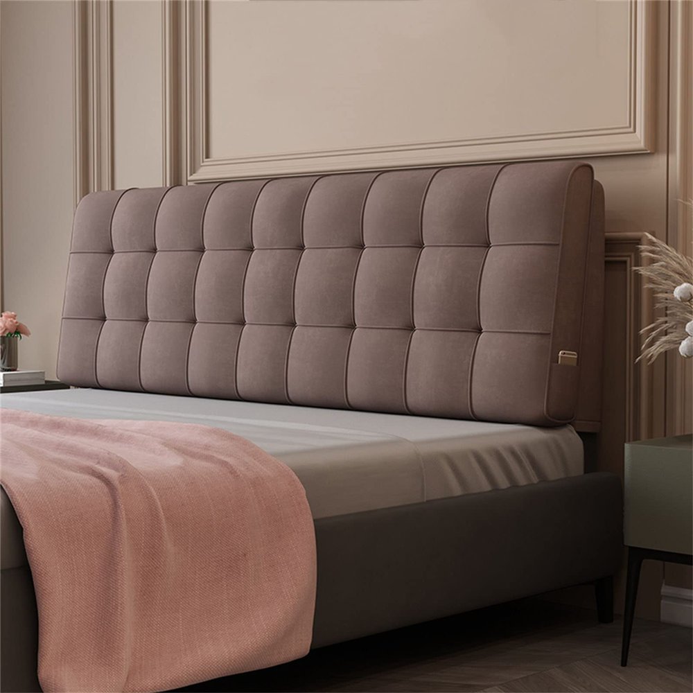 Flannel Bedside Cushion Bed Backrest Cushion Reading Pillow Upholstered Wedge Cushion Lumbar Pad Double Bedroom Soft Backrest for Bench Bed Home,C,with headboard 35.4"/90cm