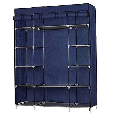 5-Layer 12-Compartment Non-Woven Fabric Wardrobe Portable Closet Navy (133x46x170cm)