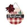 11" Wooden Artificial Christmas Wreath for Front Door, Merry Christmas Xmas Door Garland , Red Black Buffalo Plaid Bow Farmhouse Garland for Indoor & Outdoor , Hanging Ornament for Winter Wonderland view 1