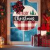 11" Wooden Artificial Christmas Wreath for Front Door, Merry Christmas Xmas Door Garland , Red Black Buffalo Plaid Bow Farmhouse Garland for Indoor & Outdoor , Hanging Ornament for Winter Wonderland view 3