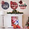 11" Wooden Artificial Christmas Wreath for Front Door, Merry Christmas Xmas Door Garland , Red Black Buffalo Plaid Bow Farmhouse Garland for Indoor & Outdoor , Hanging Ornament for Winter Wonderland view 4