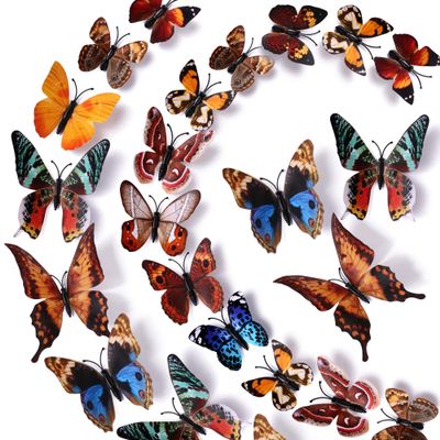 LiveGallery 72 PCS Removable 3D DIY Beautiful Butterfly Wall Decals Colorful Butterflies Art Decor Wall Stickers Murals for Home Nursery Bedroom Classroom Offices TV Background Brown