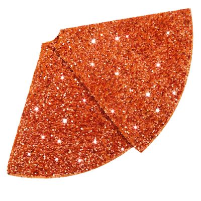 Christmas Tree Skirt Fall Orange Tree Skirt 36 Inch Sequin Xmas Tree Skirts Velvet Fabric Sparkle Round Tree Cover Base Halloween Tree Skirts Indoor Home Decor Outdoor Tree Mat for Holiday Ornaments