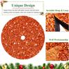 Christmas Tree Skirt Fall Orange Tree Skirt 36 Inch Sequin Xmas Tree Skirts Velvet Fabric Sparkle Round Tree Cover Base Halloween Tree Skirts Indoor Home Decor Outdoor Tree Mat for Holiday Ornaments view 3