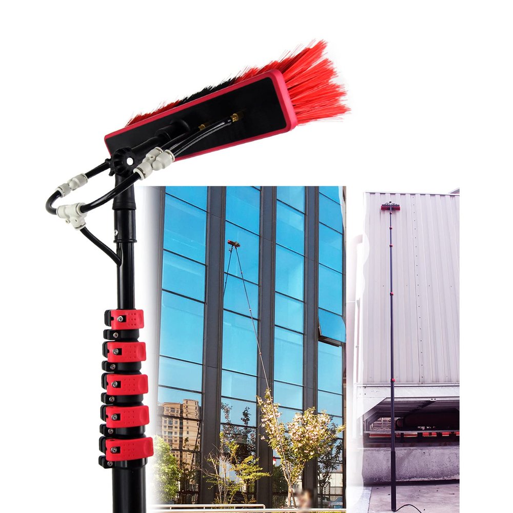 Niczu Photovoltaic and Solar Panels Cleaner Kit, Window Cleaning Pole, Window Cleaning Brush Equipment, Water/Hose Fed Pole,6M/20FT