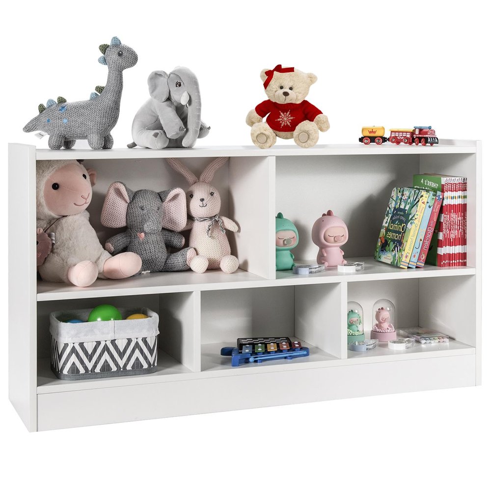 HONEY JOY Kids Storage Organizer, 5-Section Wooden Display Shelf for Classroom, Playroom, Nursery, Kindergarten
