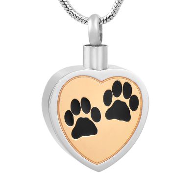 SHEIL Pet Claw Engraved 316L Stainless Steel Pet(Dog Cat) Keepsake Urn Memorial Cremation Pendant Necklace for Ashes