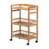 OUKANING 3 Tier Rolling Cart Movable Wooden Utility Serving Trolley Multifunction Storage Organizer Shelf Rack on Wheels for Kitchen Dinning Room Bathroom Office Bar 20.8 x 11.8 x31.4 in view 1