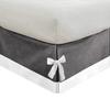 High Kotton One Piece Two Tone Split Corner Tie Bed Skirt 100% Egyptian Cotton 1000 Thread Count, 15 Inch Drop Length - Queen Size Solid White/Dark Grey view 2