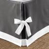 High Kotton One Piece Two Tone Split Corner Tie Bed Skirt 100% Egyptian Cotton 1000 Thread Count, 15 Inch Drop Length - Queen Size Solid White/Dark Grey view 3