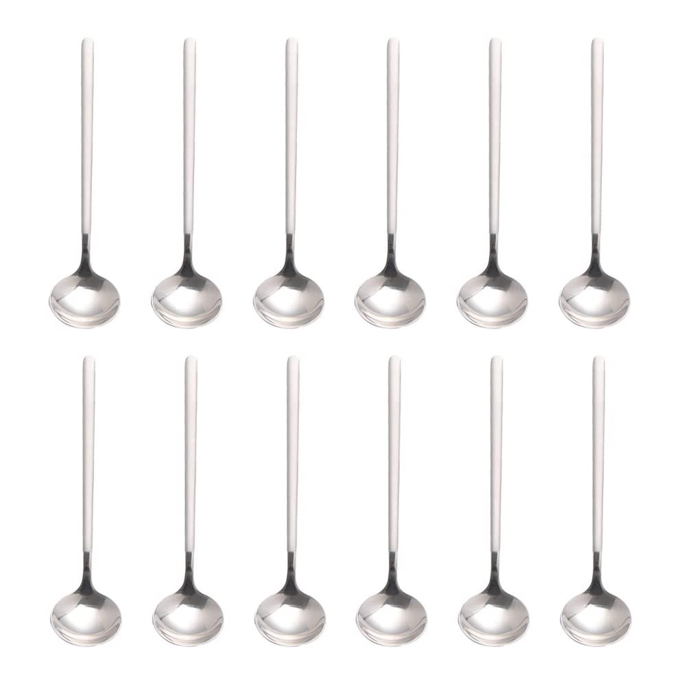 12 PCS Coffee Spoons, 18/8 Stainless Steel Espresso Spoons, 5.2 Inches Vogue Mini Tea Spoons, Cappuccino Stirring Spoons, Small Spoons for Dessert, Ice Cream, Frosted Handle, Sweejar (Silver)