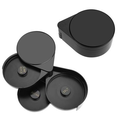 2 Pack 3 Tier Bar Glass, Black Salt Box Spice Container Salt Box Spice Container for Cocktail Bartender Tool Party Home