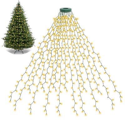BOLWEO Christmas Tree Lights, 400LED 16 Lines Christmas Lights for Tree 8 Modes for 6ft-7ft Christmas Tree, UL Certified Indoor Outdoor Christmas Decorations 16 * 6.6ft Drops Warm White