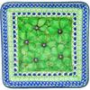 Polmedia Polish Pottery Square Platter 8-inch UNIKAT - Key Lime Dreams Pattern Handmade in Boleslawiec Poland by Ceramika Artystyczna + Certificate of Authenticity view 1