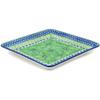 Polmedia Polish Pottery Square Platter 8-inch UNIKAT - Key Lime Dreams Pattern Handmade in Boleslawiec Poland by Ceramika Artystyczna + Certificate of Authenticity view 2