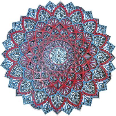 BHDecor Home Wall Decor  Multilayered Laser Cut Carved Elegant Wooden Mandala Hanging MDF Panels for Decoration - Rustic Contemporary Artwork Colored #2, 11.8 x 11.8 inch (30cm)