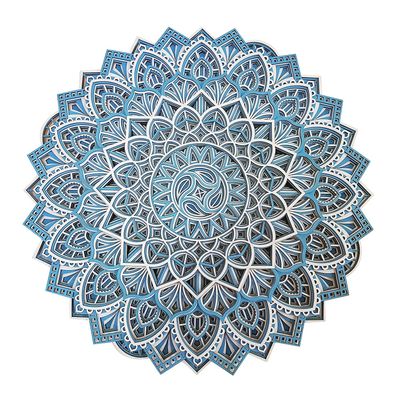 BHDecor Home Wall Decor  Multilayered Laser Cut Carved Elegant Wooden Mandala Hanging MDF Panels for Decoration - Rustic Contemporary Artwork Colored, 11.8 x 11.8 inch (30cm)