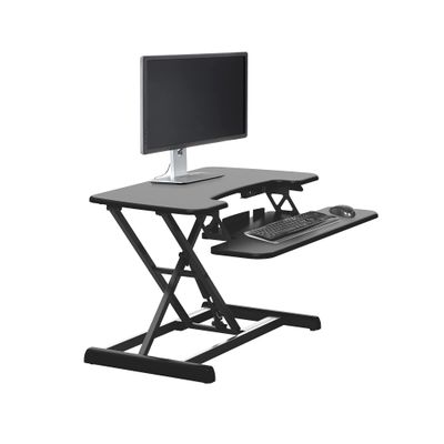 Vari VariDesk Essential Vertical Lift 30 Inch Standing Desk Converter - Compact Home Office Workstation for Laptop or Monitor + Keyboard Tray - Delivers Fully Assembled (Black)