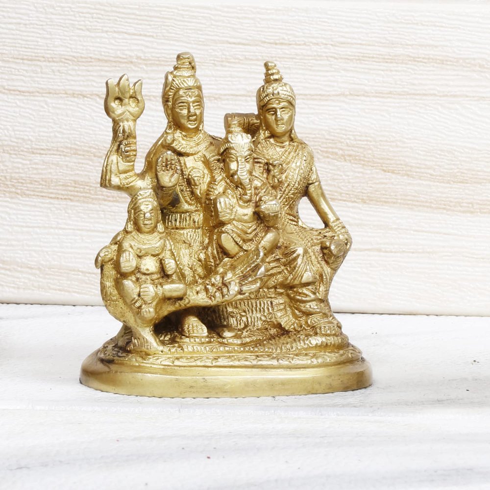 Brass Shiva Parvati Ganesha Kartikeya Shiv Parivar Bholenath Shankar Ganesh Family Murti Idol Statue Sculpture ( LxBxH 4x2.75x5.5 Inch) by Indian Collectible