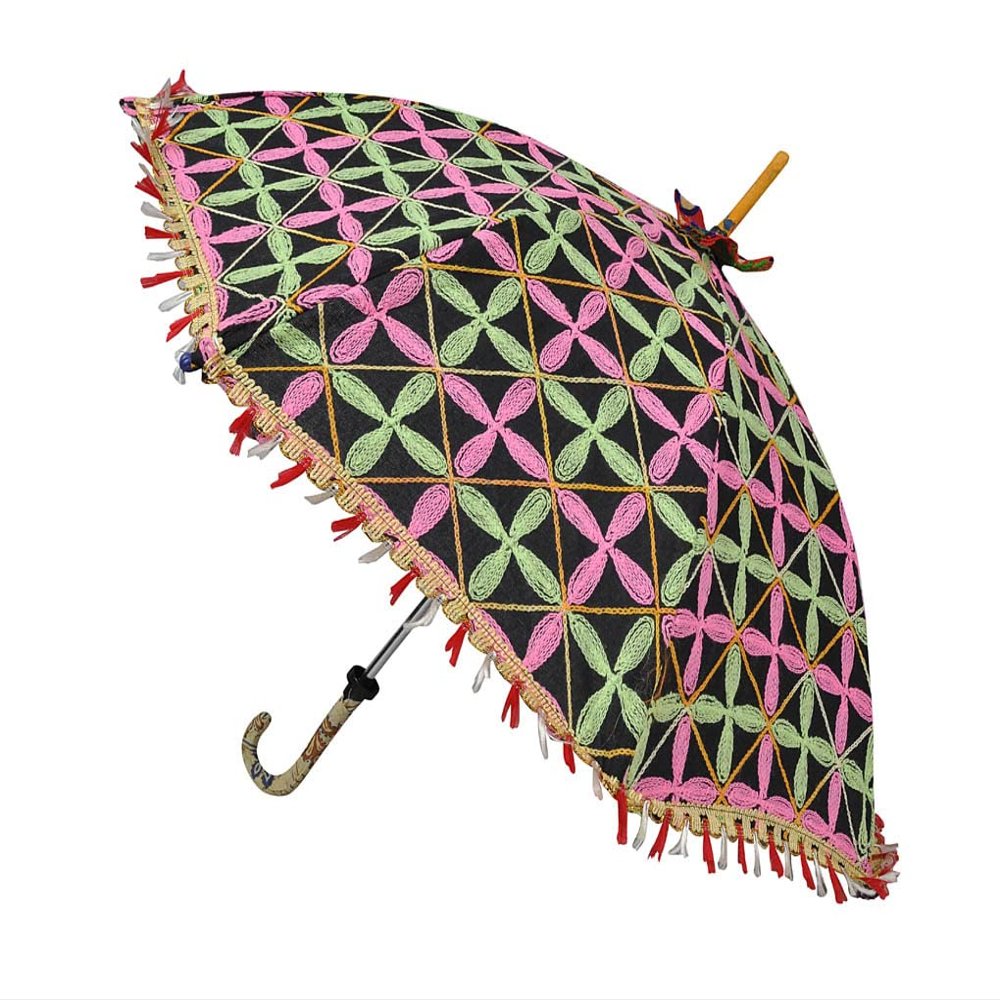 Hand Embroidery Cotton Fabric Sun Protection Umbrella Wedding Anniversary Decoration Umbrella By Indian Collectible