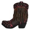 Ebros Gift Rustic Western Cowboy Cowgirl Brown Faux Tooled Leather with Pink Stars and Frill Fringe Boot Decorative Stationery Pen Pencil Make Up Tools Organizer Holder Or As Accent Figurine view 2
