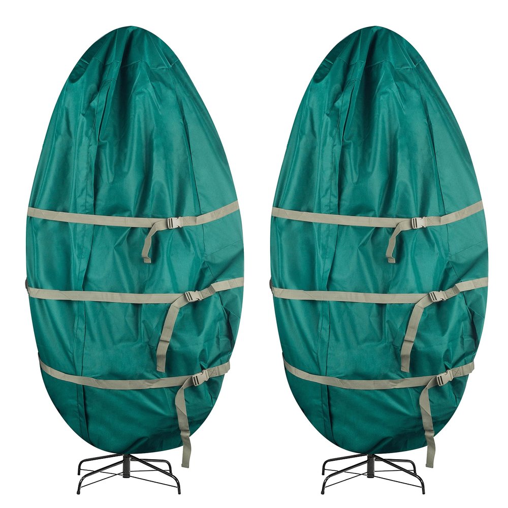 Christmas Tree Storage Bag Set of 2 - Christmas Tree Bags to Store 7.5Ft Artificial Trees Upright and Decorated All Year by Tiny Tim Totes (Green)
