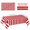Babudeer 4 Pack Red and White Striped Tablecloth, 54 x 108 Inch Waterproof Disposable Plastic Table Cover, Rectangular Table Cloths for Birthday Christmas Carnival Circus Theme Party Decoration view 3