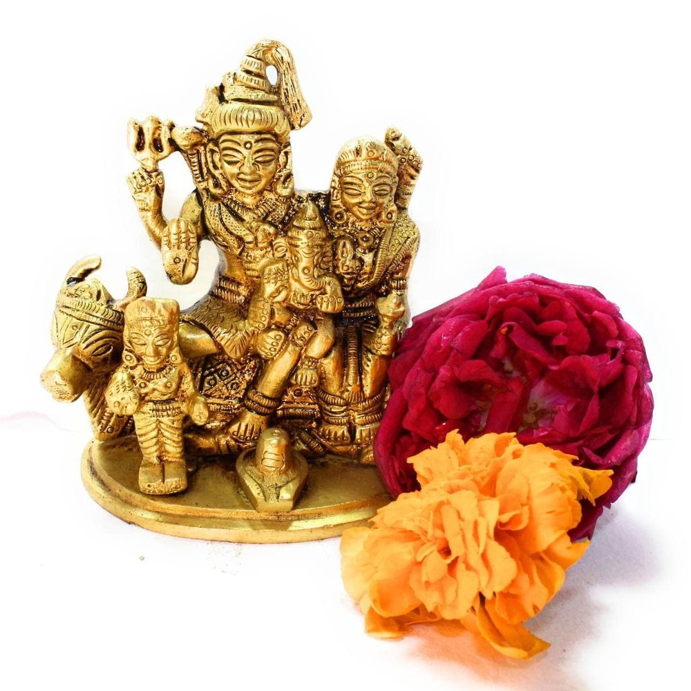 Brass Shiv PARIVAR /Shiva Family/ SHIVPARIVAR Purely Handcrafted Shiva Parvati Ganesh Idol | Shiv Parivar Murti | Statue by Indian Collectible