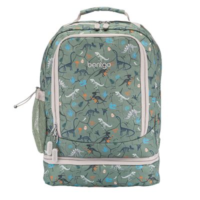 Bentgo Kids 2-in-1 Backpack & Insulated Lunch Bag - Durable 16 Backpack & Lunch Container in Unique Prints for School & Travel - Water Resistant, Padded & Large Compartments (Dino Fossils)