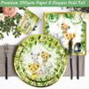121Pc Jungle Safari Theme Baby Shower Decorations, Birthday Party Supplies For Boy And Girl, Tablecloth, Paper Plates Napkins Straws, Cups of Wild Animal Elephant Lion Giraffe Tableware Set, Serves 24 view 3