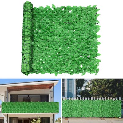 TANG 39"x158"-1PC Faux Ivy Fence Privacy Screen Greenery Roll Artificial Plant Wall Leaf Fences for Patio Balcony Outdoor Chain Link Fence Covering, Custom Size, Light Green Laurel