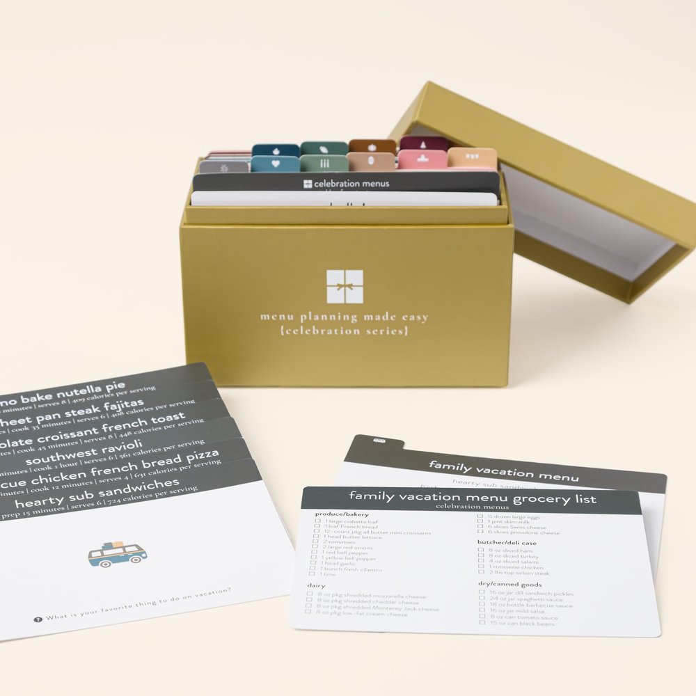 Passionate Penny Pincher PPP Meal Planner 72 Recipe Cards (Celebration Menu) - Weekly Menu | Sturdy Box 12 Reusable Grocery Shopping Lists 5 Blank Card Protector Ideas