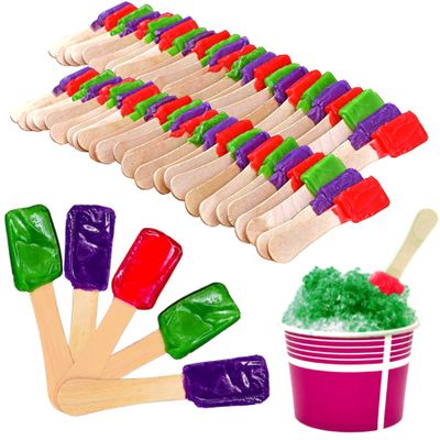 Concession Essentials Pack of 60 4" Candy Spoons (20 Grape, 20 Green Apple 20 Cherry) - Perfect for Snow Cones, Ice Cream, Birthday Parties, Desserts