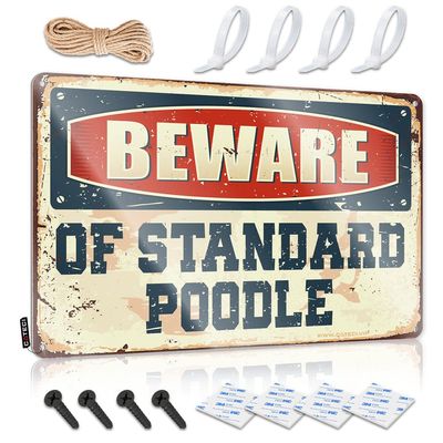 Animal Tin Metal Sign Beware of Standard Poodle Tin Sign Chiweenie Gifts Crossing Signs Funny ( Size : 30X40CM )