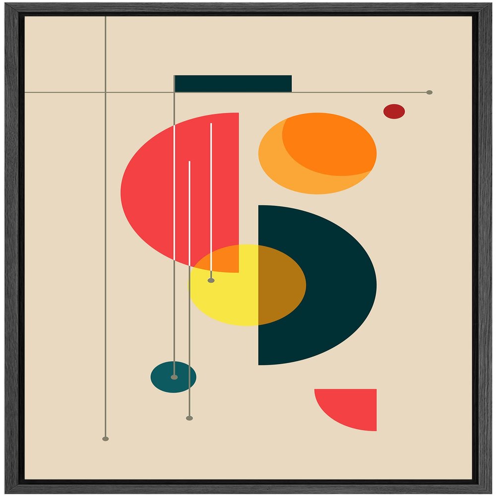 SIGNLEADER Framed Canvas Print Wall Art Semi Circle Midcentury Art Geometric Shapes Illustrations Modern Art Contemporary Fun Multicolor Ultra for Living Room, Bedroom, Office - 16"x24" Black
