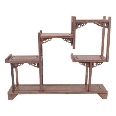 Yardwe Solid Wood Shelf Indoor Plant Pots Table Top Display Stand Figurines Decor Potted Plant Stand Rack Wood Plant Stand Indoor Vintage Desktop Ornament en Crafts