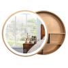TNXZ Round Bathroom Mirror Cabinet Bathroom Wall Storage Cabinet Mirror Medicine Cabinet with LED Wood Hanging Wall Cabinet Push-Pull Medicine Cabinet,Gold,50cm/19.7in view 1