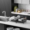 Kitsure Large Dish Drying Rack - Extendable Dish Rack, Multifunctional Dish Rack for Kitchen Counter, Anti-Rust Dish Drainers with Cutlery & Cup Holders 19.2"-26.7" L x 12.9" W, Black view 2